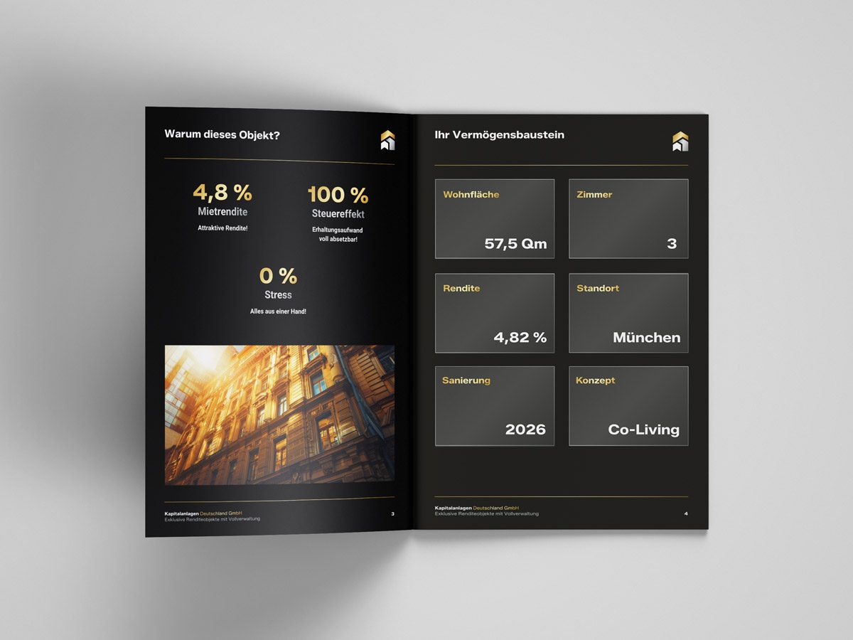 Grafik über Immobilieninvestitionen mit Mietrendite und weiteren Informationen.